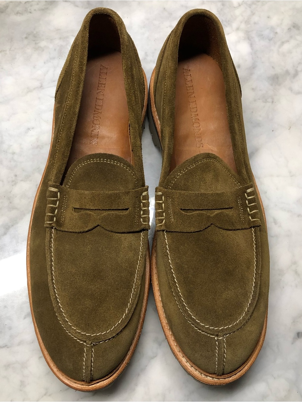 Allen Edmonds Free Port Loafer Olive Green Suede Size 11.5 D Weatherproof NWOB